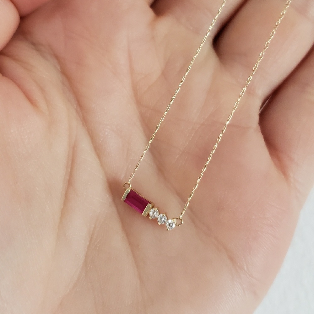14k Gold, Diamond and Ruby Necklace
